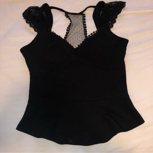 Black Peplum Top — M